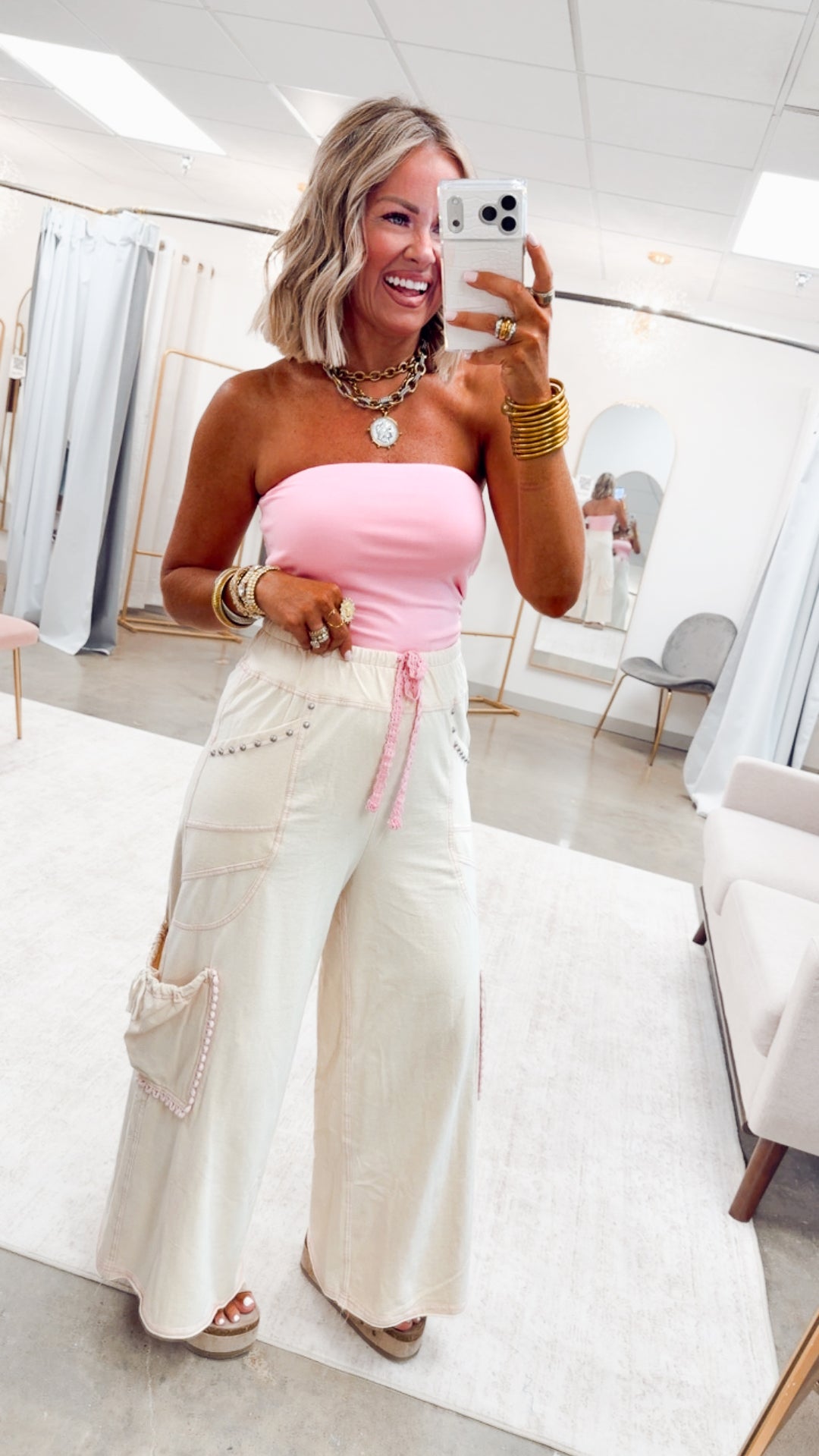Onset Wide Leg Pants-Natural