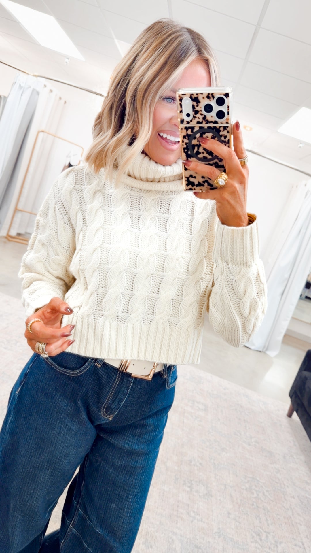 Isabella Turtle Neck Sweater-Cream