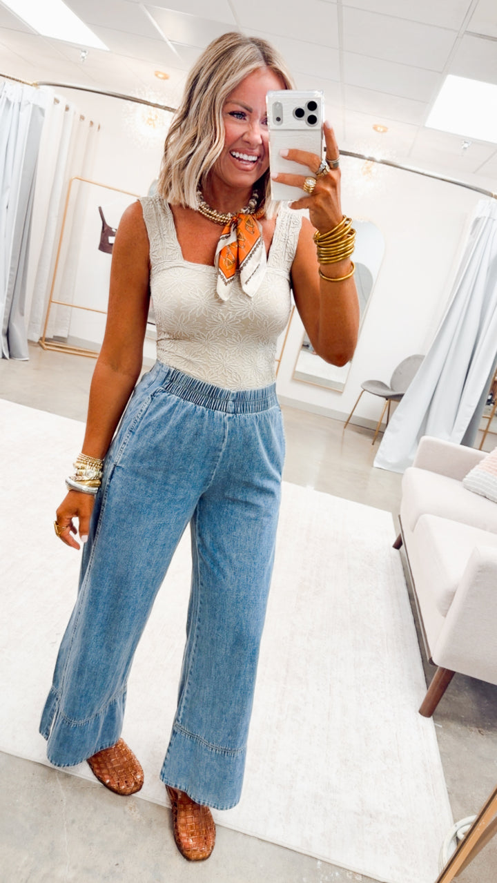 The Colette Wide Leg Pant-Light Denim
