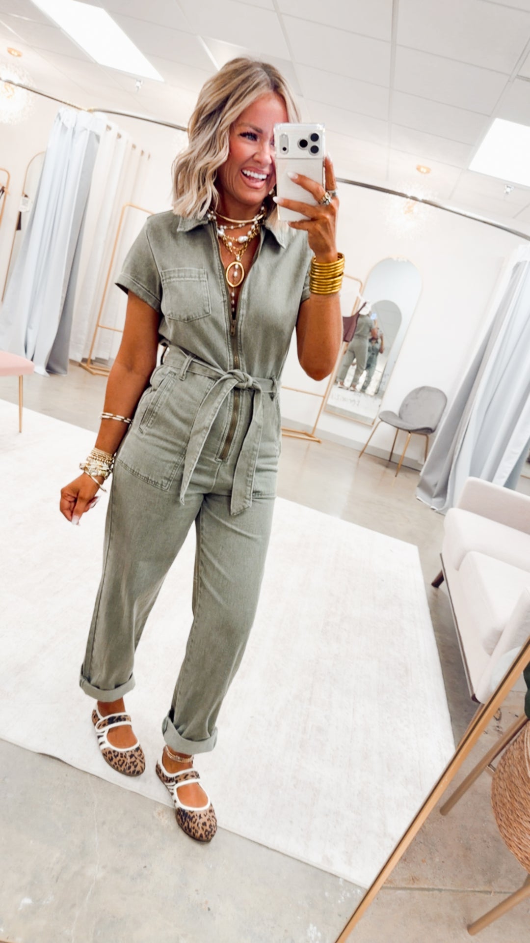 The Maverick Denim Jumpsuit-Olive