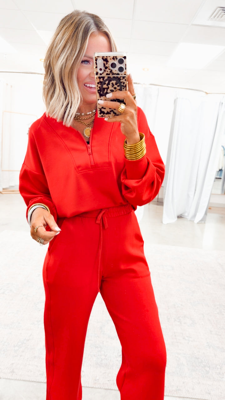 Smooth Form Half Zip Jacket-Red