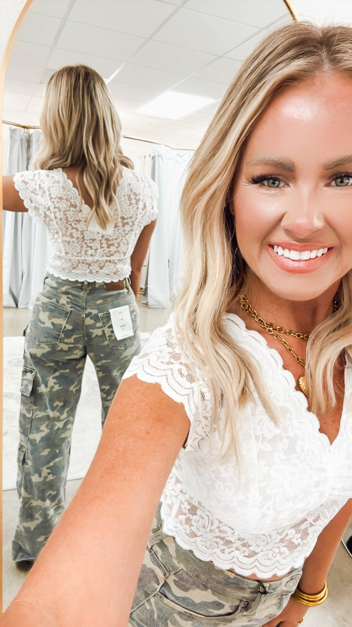 Lace Embrace Top-White