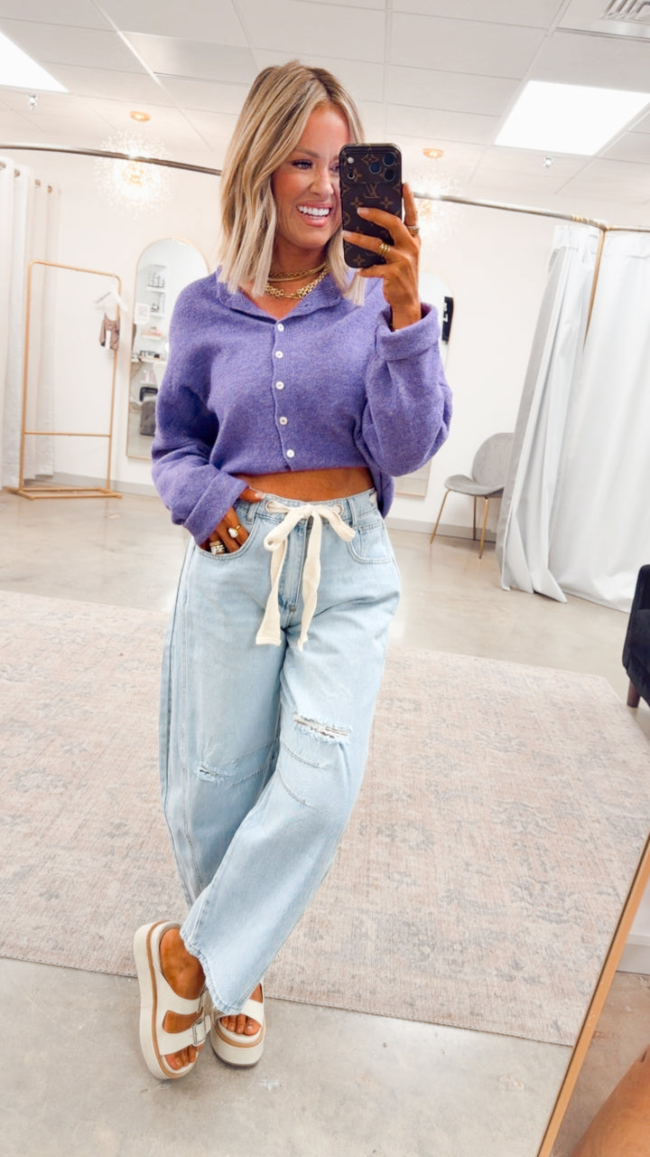 Seaside Stroll Cardigan-Purple