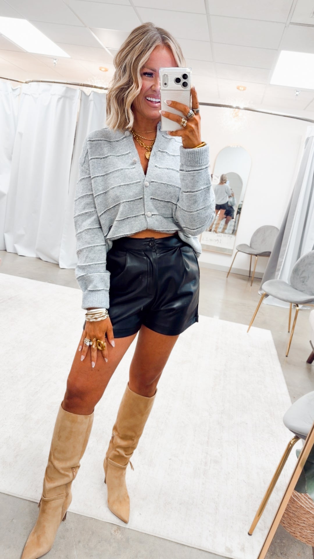 Made for More Stripe Cardigan-Grey