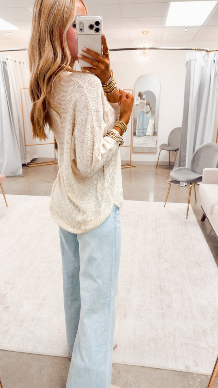 Dolman Sleeve Knit Sweater-Cream