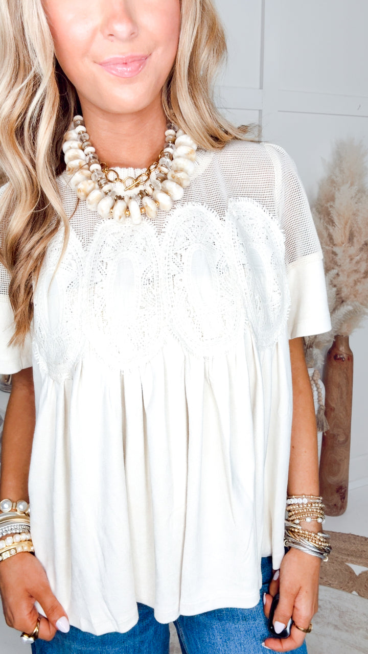 The Delicate Darling Top-Ivory