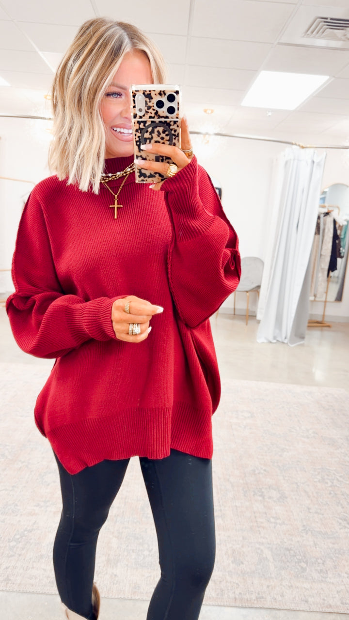 Cabernet Chill Mock Neck Sweater