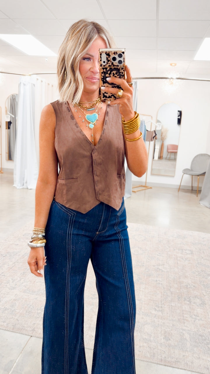 The Frontier Fancy Vest-Espresso