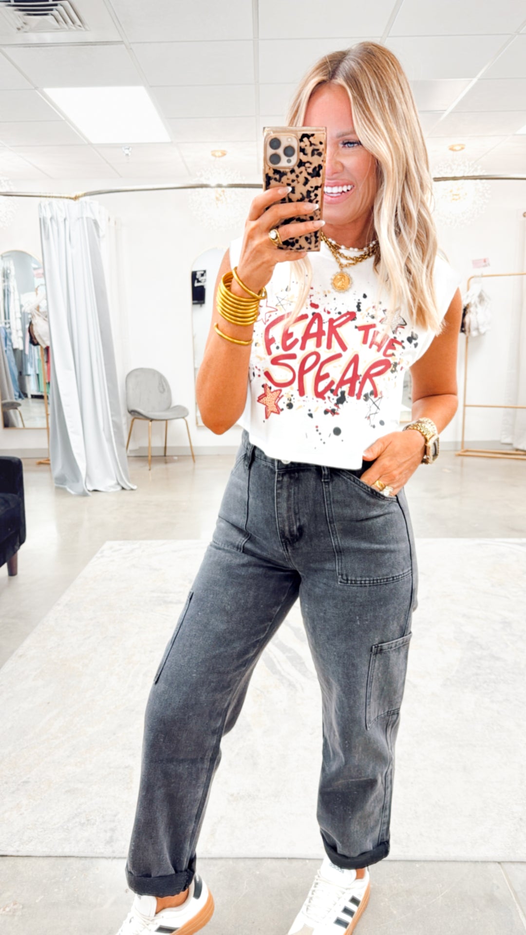 Fear The Spear Cap Sleeve Crop Top
