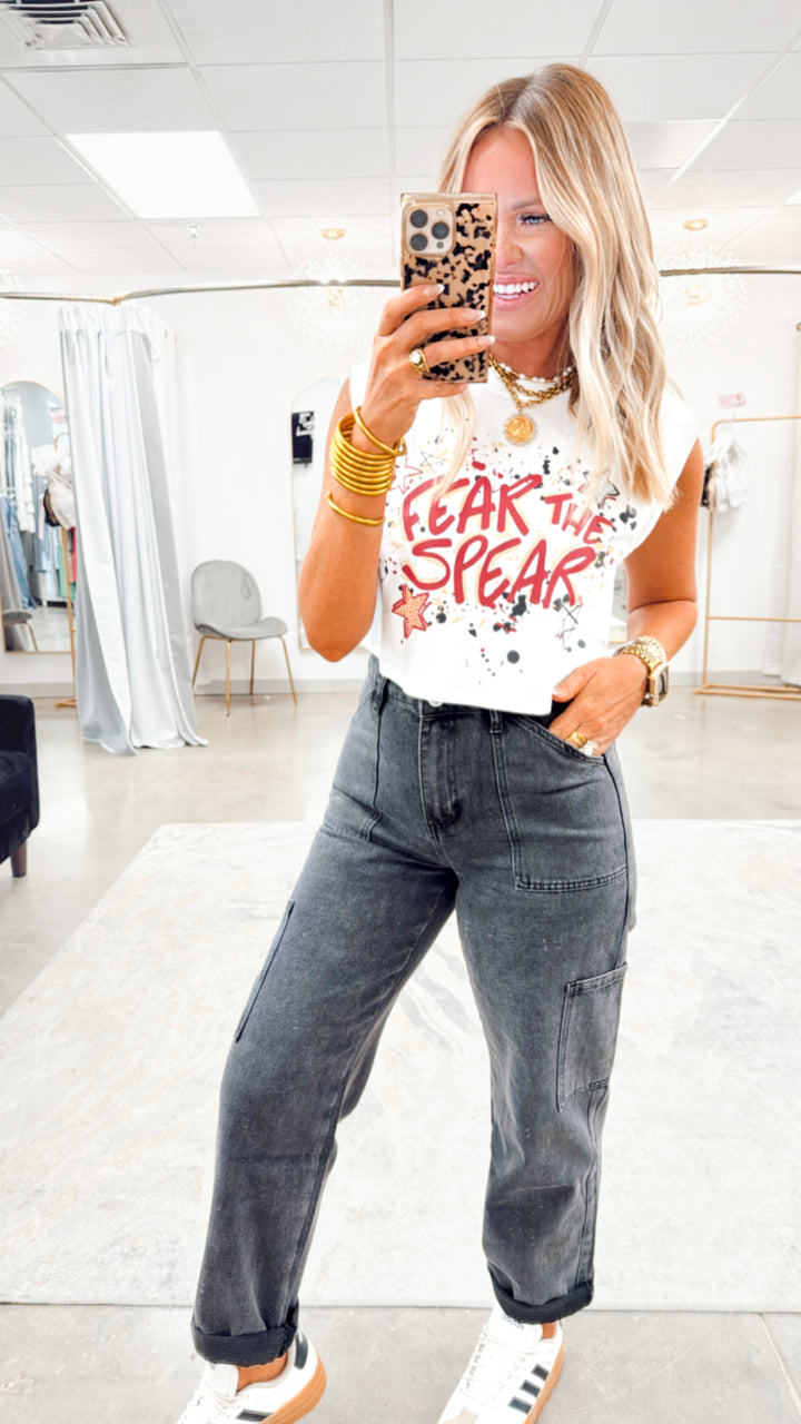Fear The Spear Cap Sleeve Crop Top