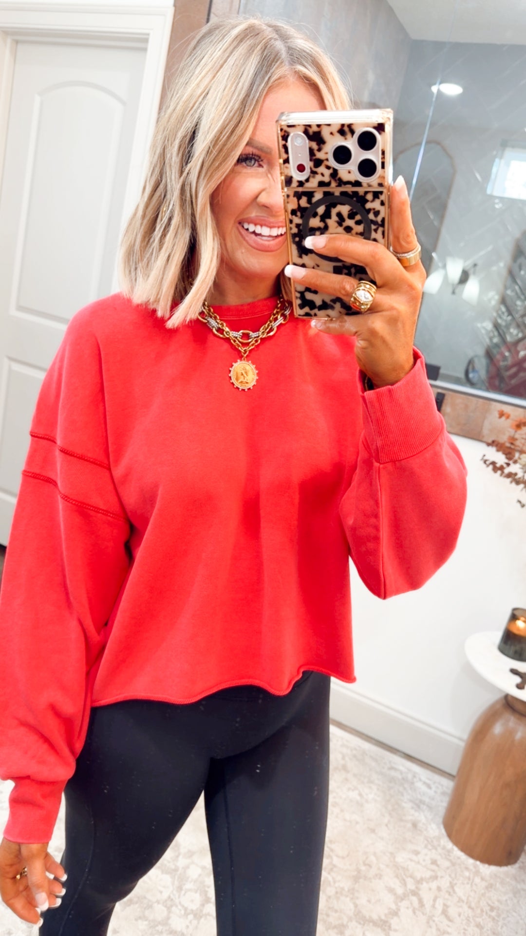 Mineral Wash Peekaboo Back Sweatshirt-Cherry