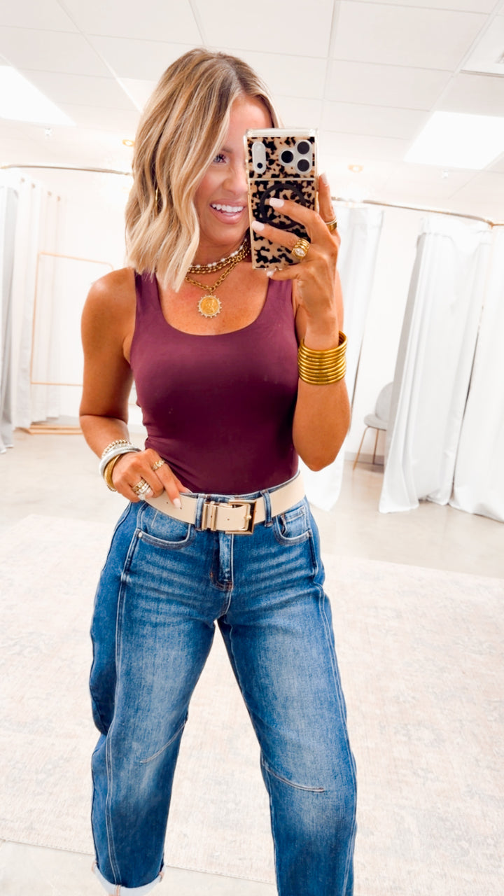 Rae Sleeveless Bodysuit-Cassis