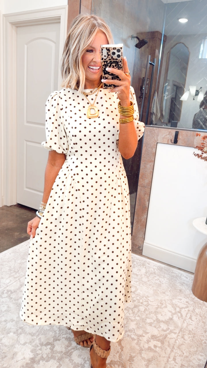 Classic Polka Dot Midi Dress