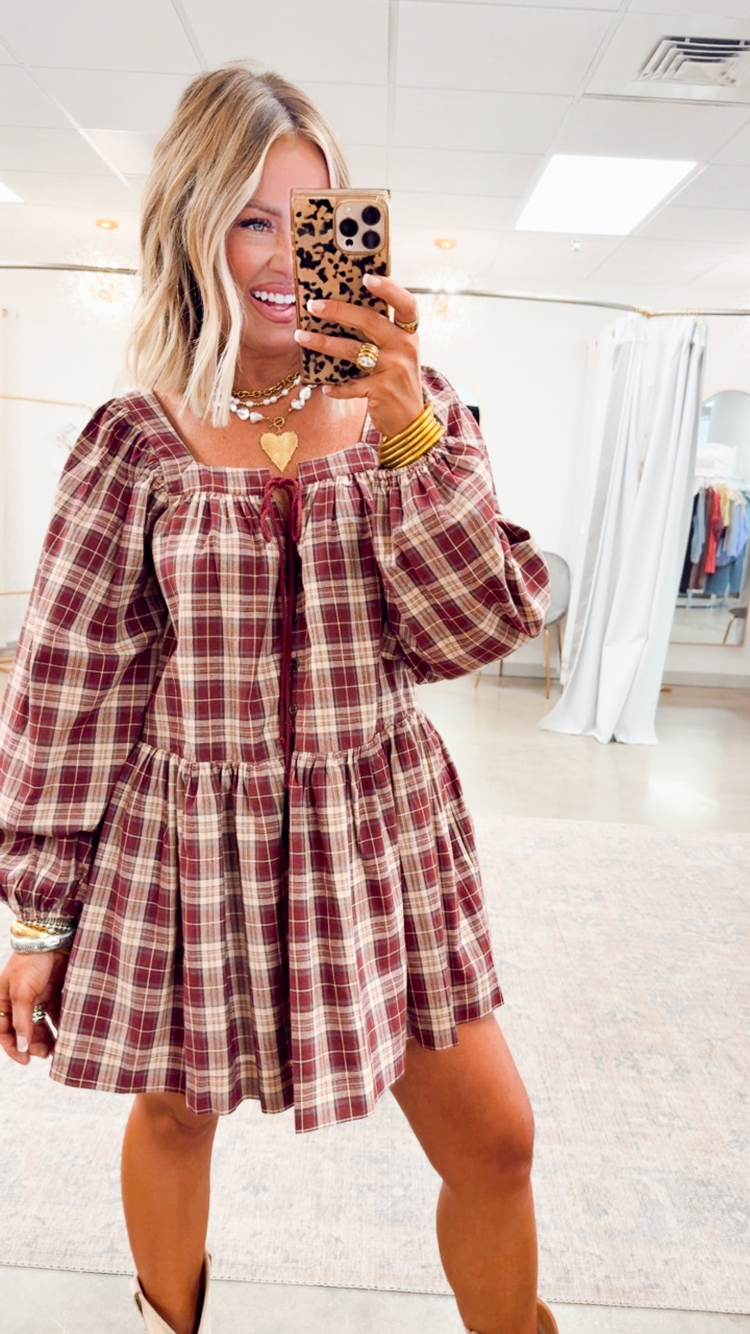 Harvest Checkered Mini Dress
