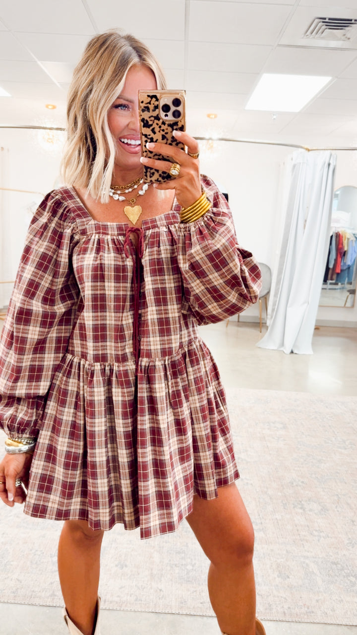 Harvest Checkered Mini Dress
