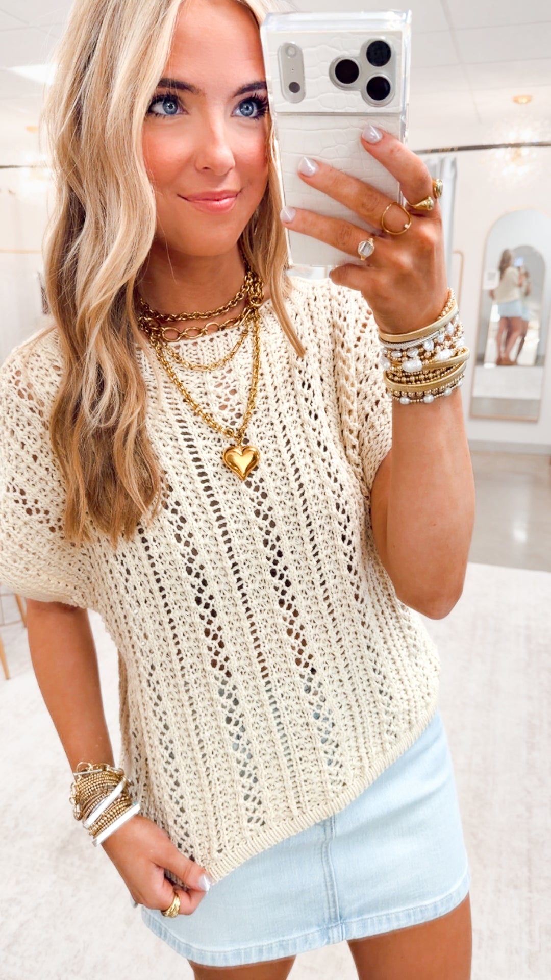 The Marina Open Knit Top-Natural