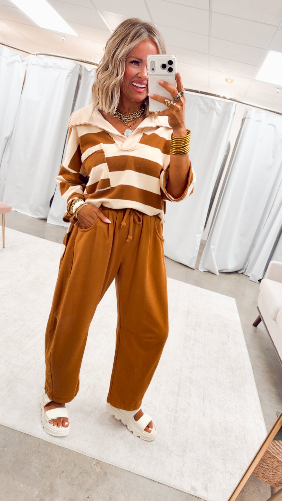 The Varsity Stripe Top-Terra/Beige