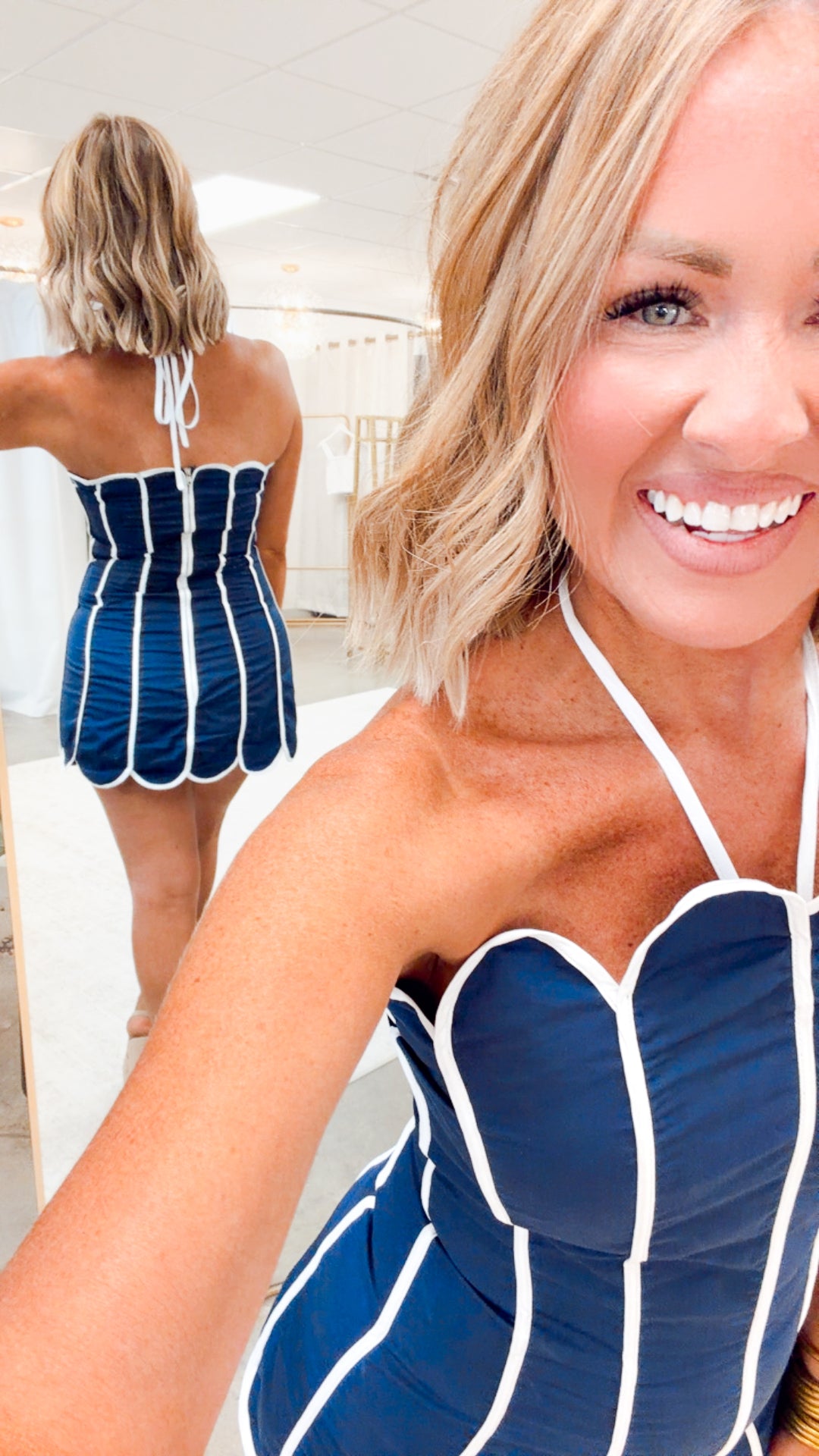 The Seashell Kiss Mini Dress-Navy