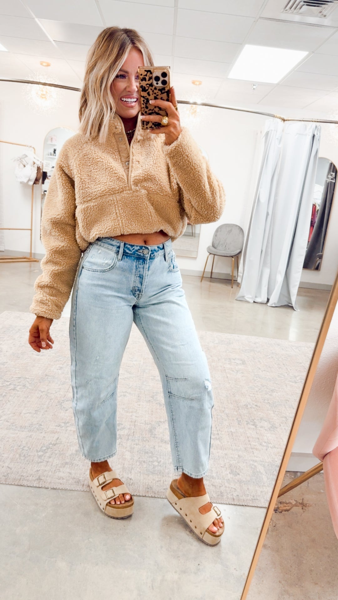 Plush Sherpa Jacket-Beige