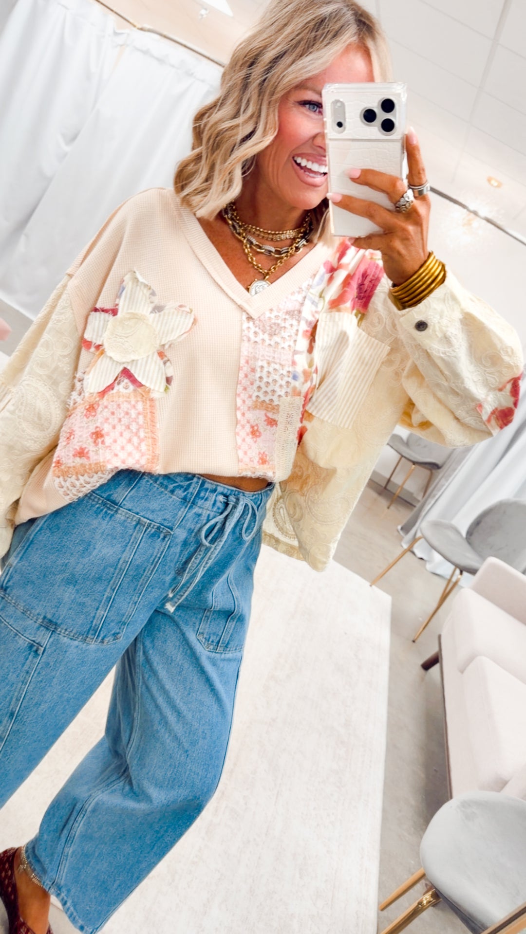 The Flower Child Top-Almond