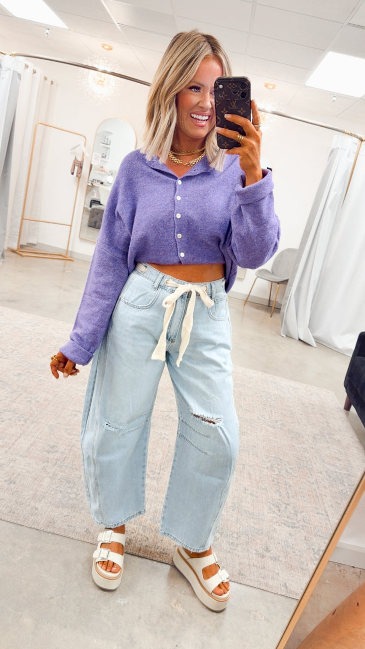 Seaside Stroll Cardigan-Purple