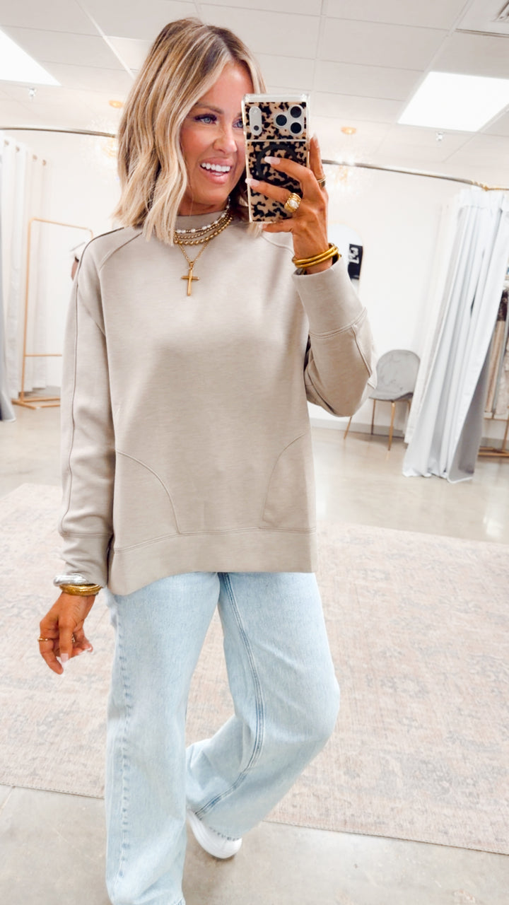 The Split Edge Pullover-Ash Mocha