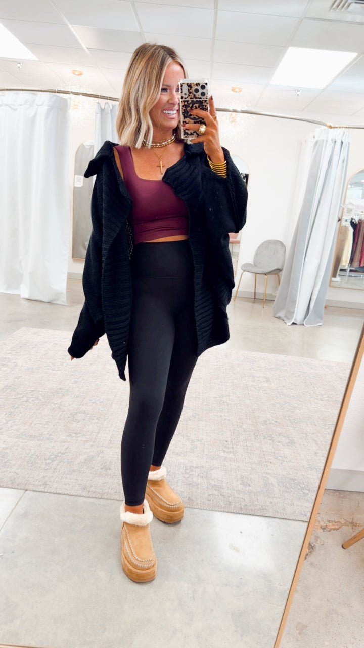 Amelia Drape Cardigan-Black