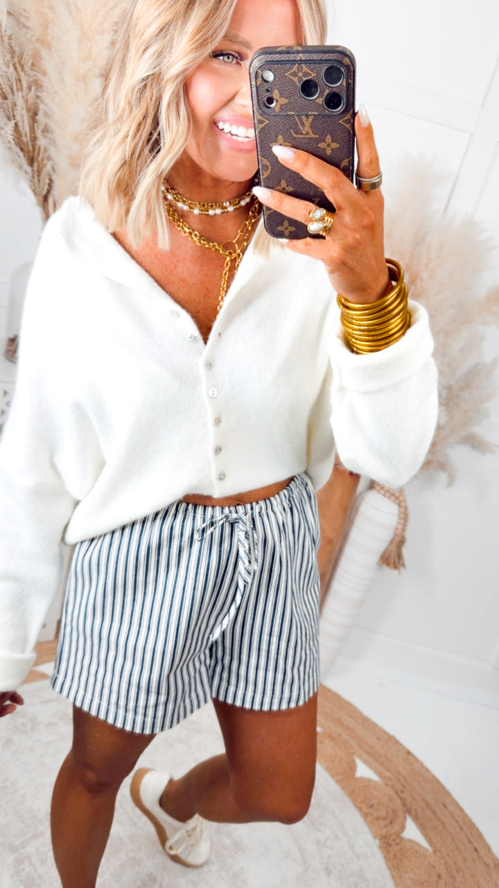 Seeing Stripes Shorts-Navy/Cream