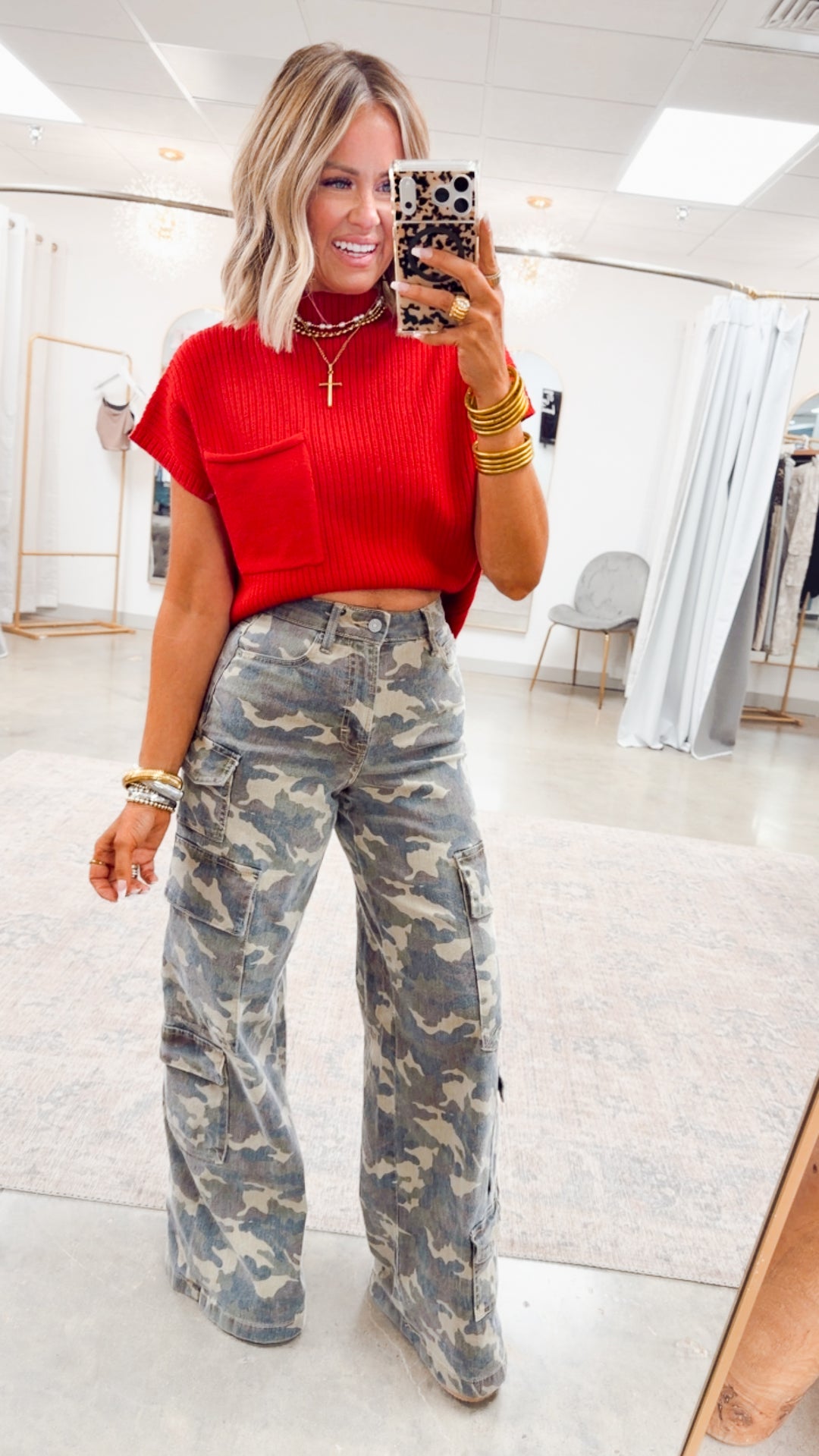 Dani Ribbed Short Sleeve Sweater-Red