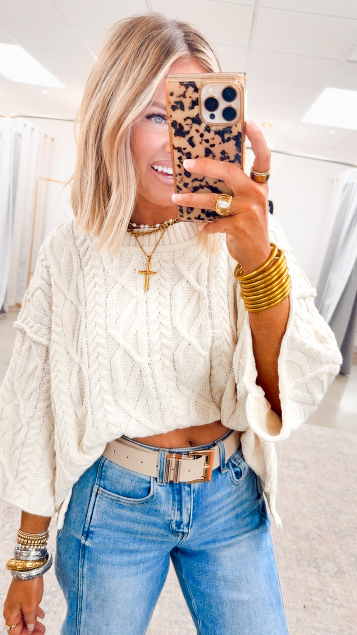 Winter Washed Sweater-Powder Cream