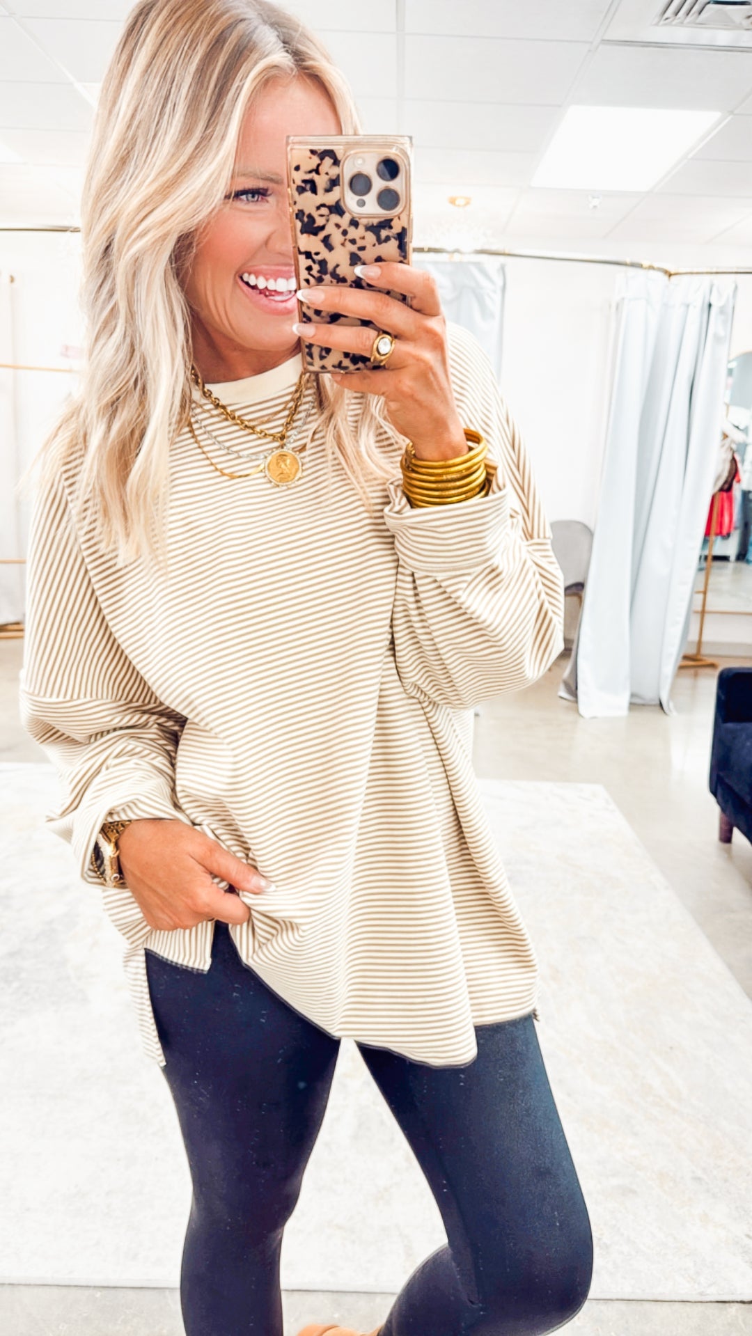 Ember Oversized Top-Beige