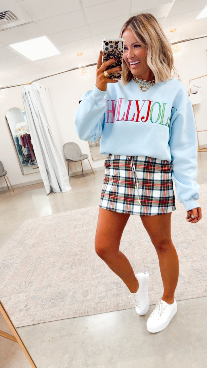 Christmas Plaid Skort-White