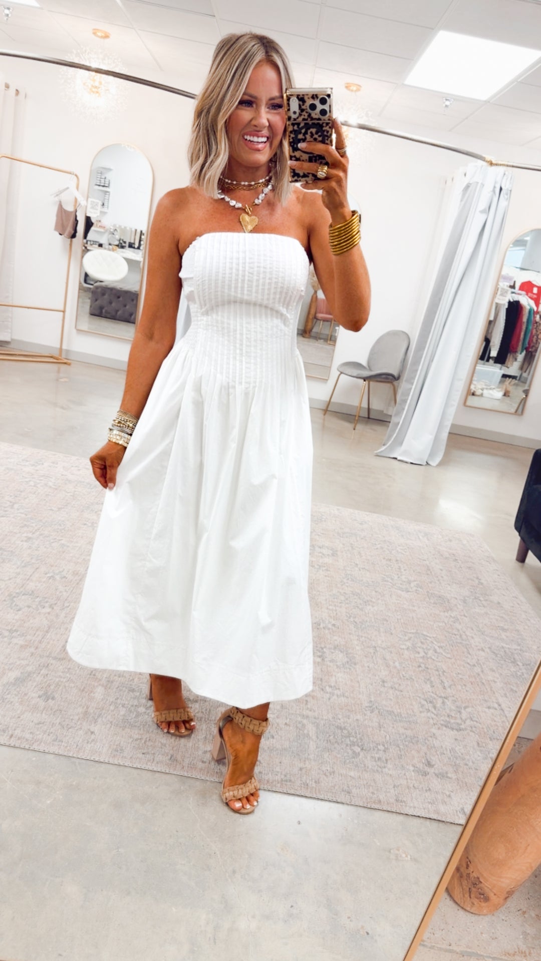 The Prescott Strapless Midi Dress