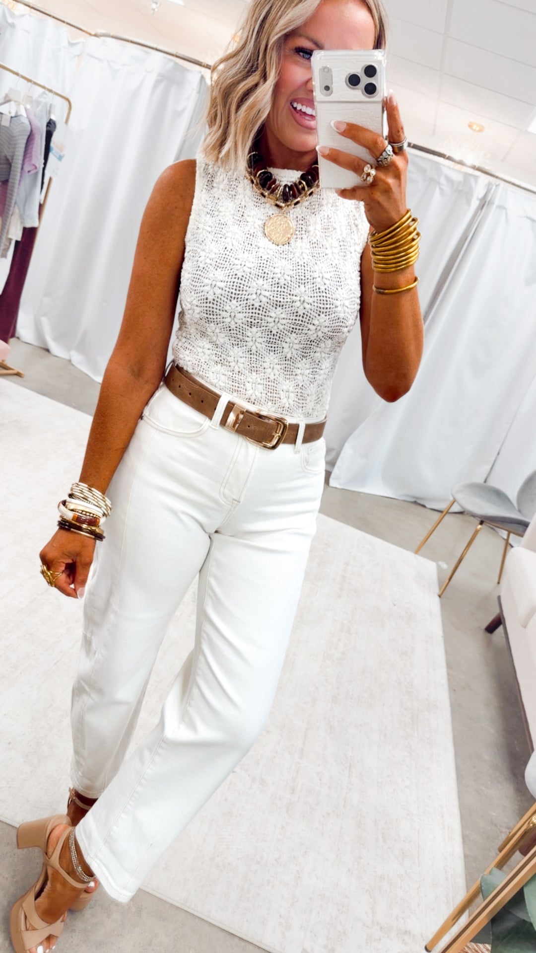 The Aria Floral Crochet Top-Cream