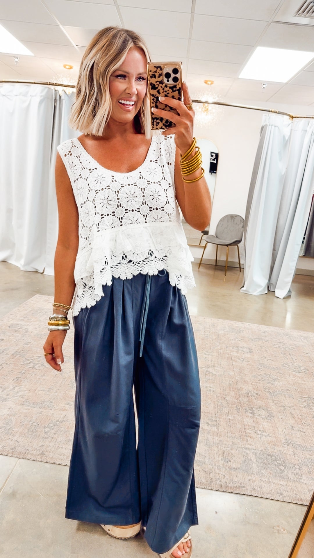 Mystic Crochet Tank Top-White