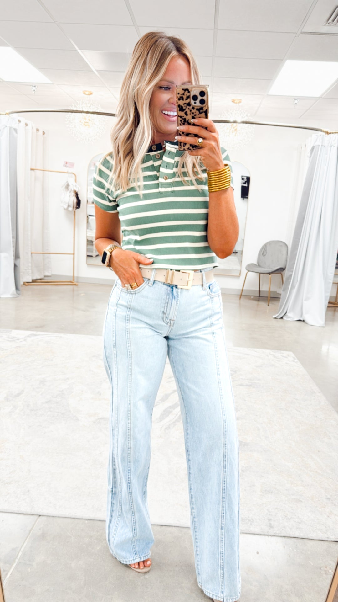 Sage Stripe Top