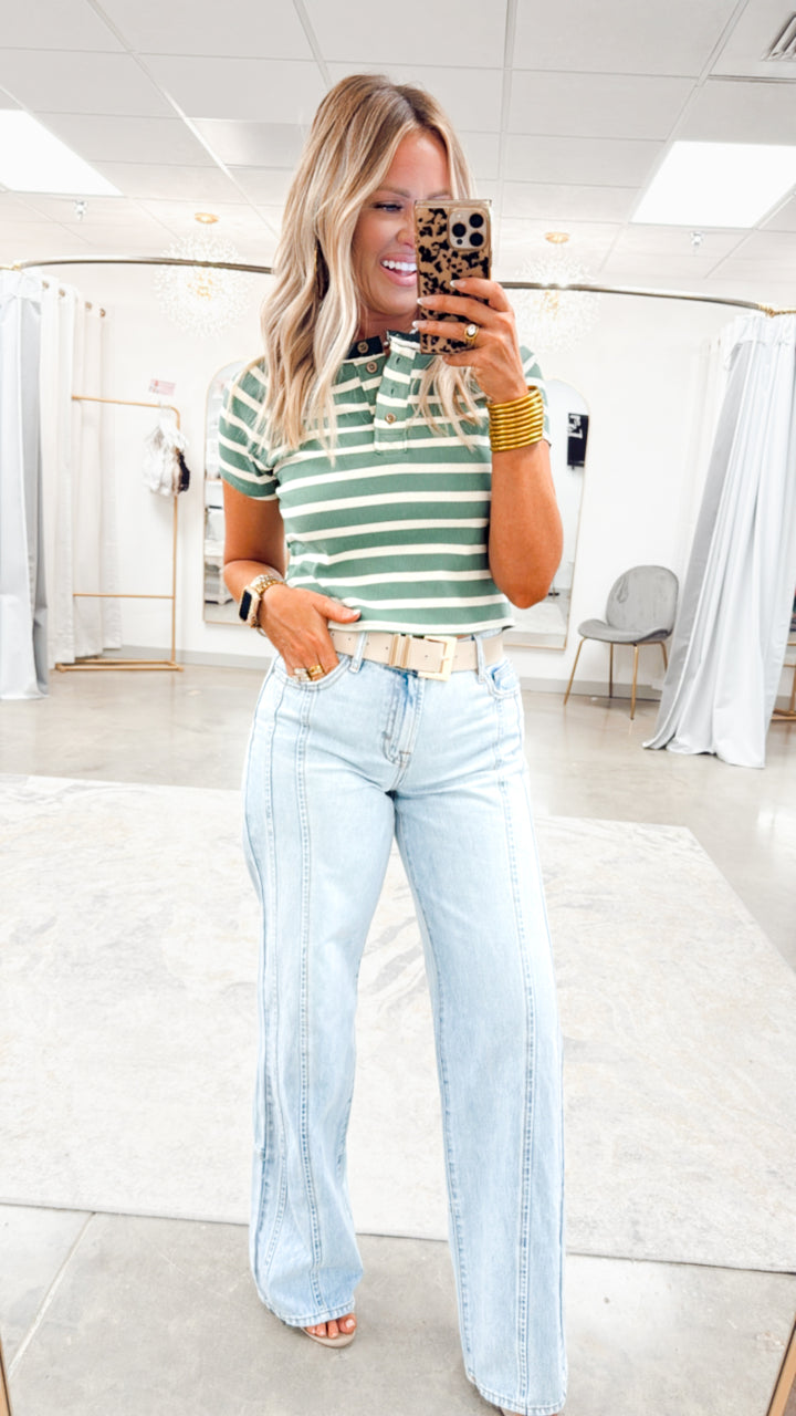 Sage Stripe Top