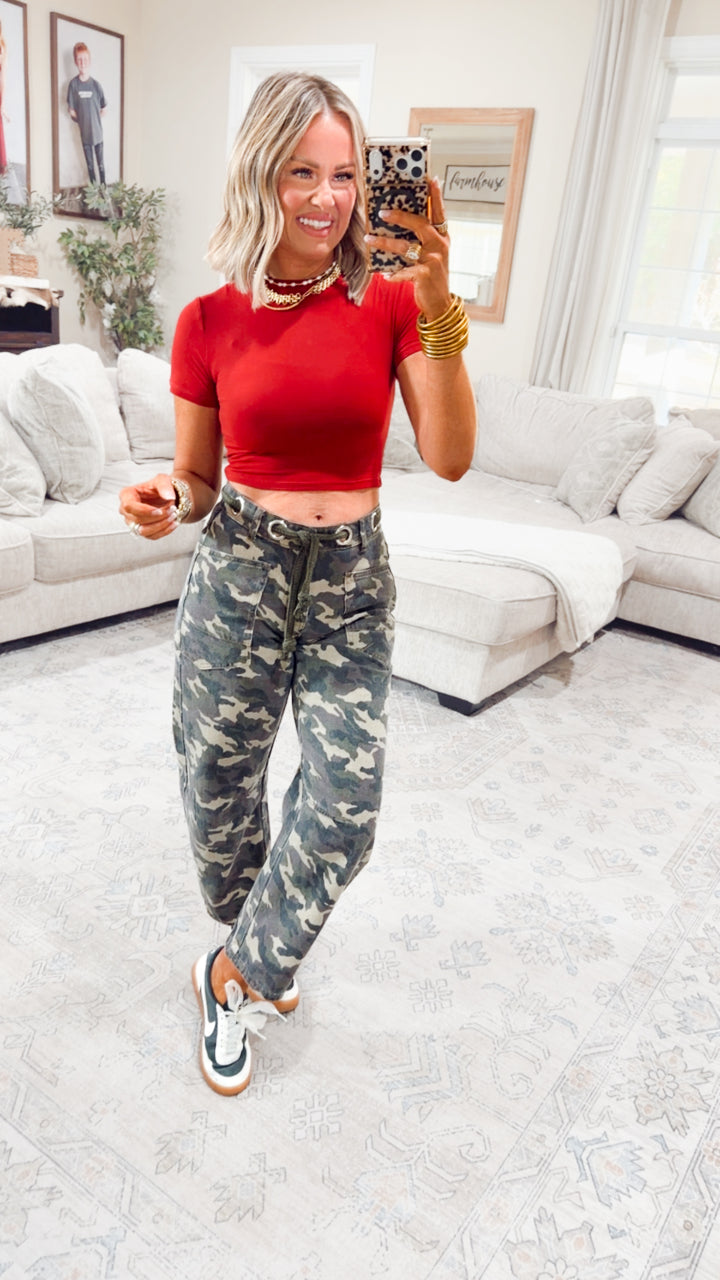 Soft Knit Jersey Crewneck Tee-Cherry