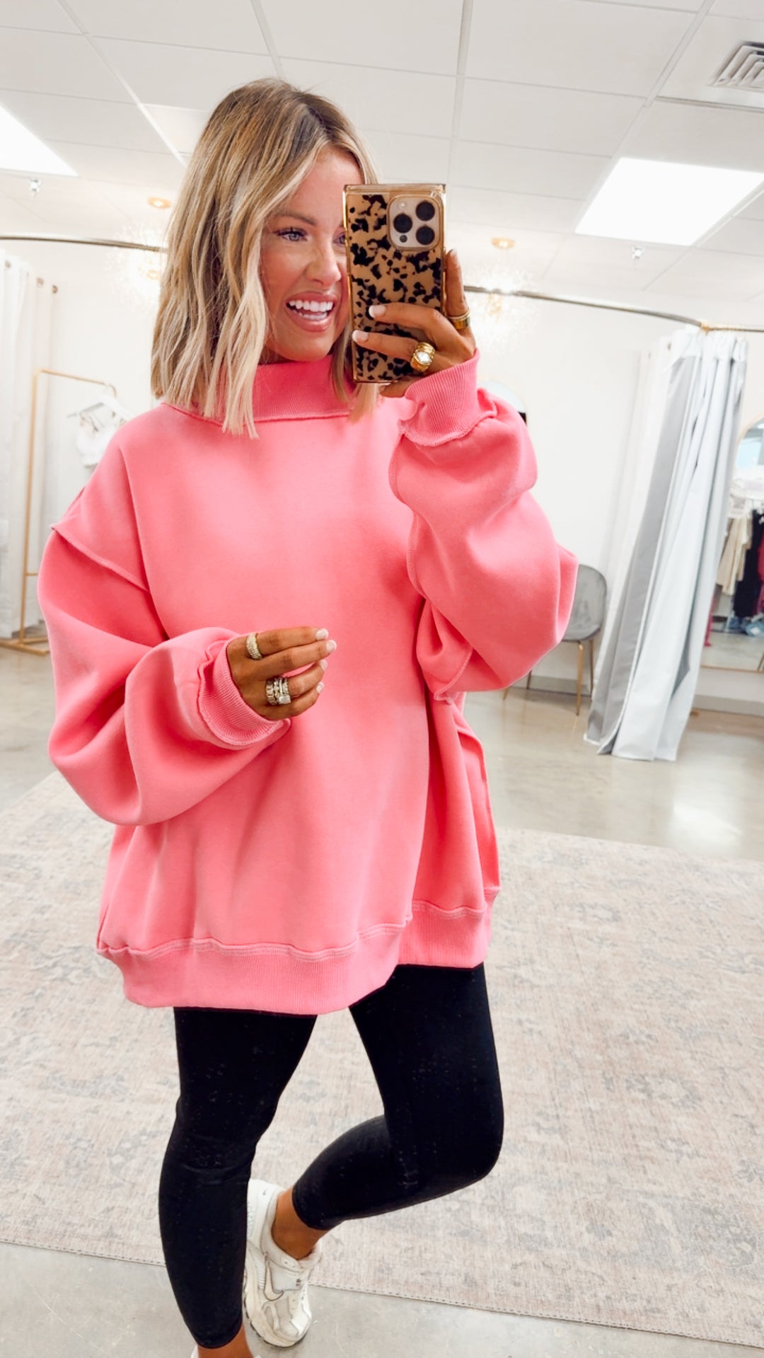 Pink Reversible Mock Neck Sweatshirt