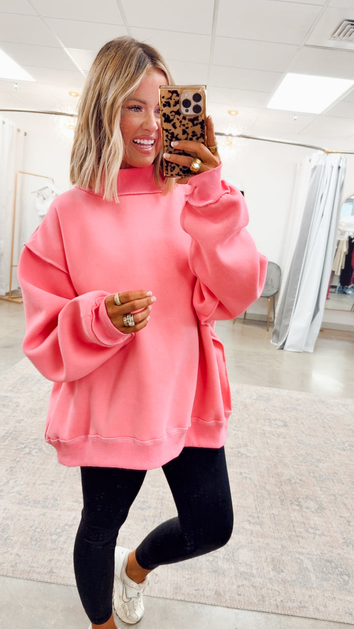 Pink Reversible Mock Neck Sweatshirt