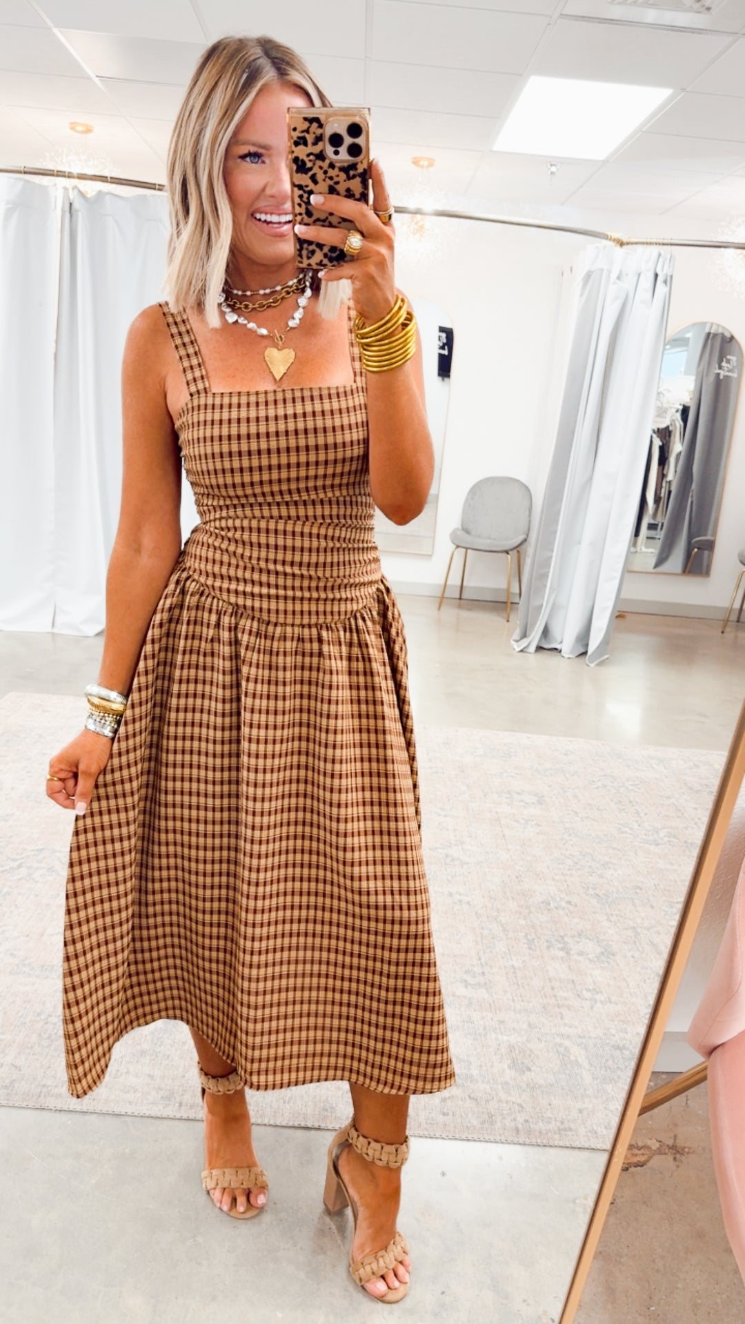 Maisie Plaid Midi Dress