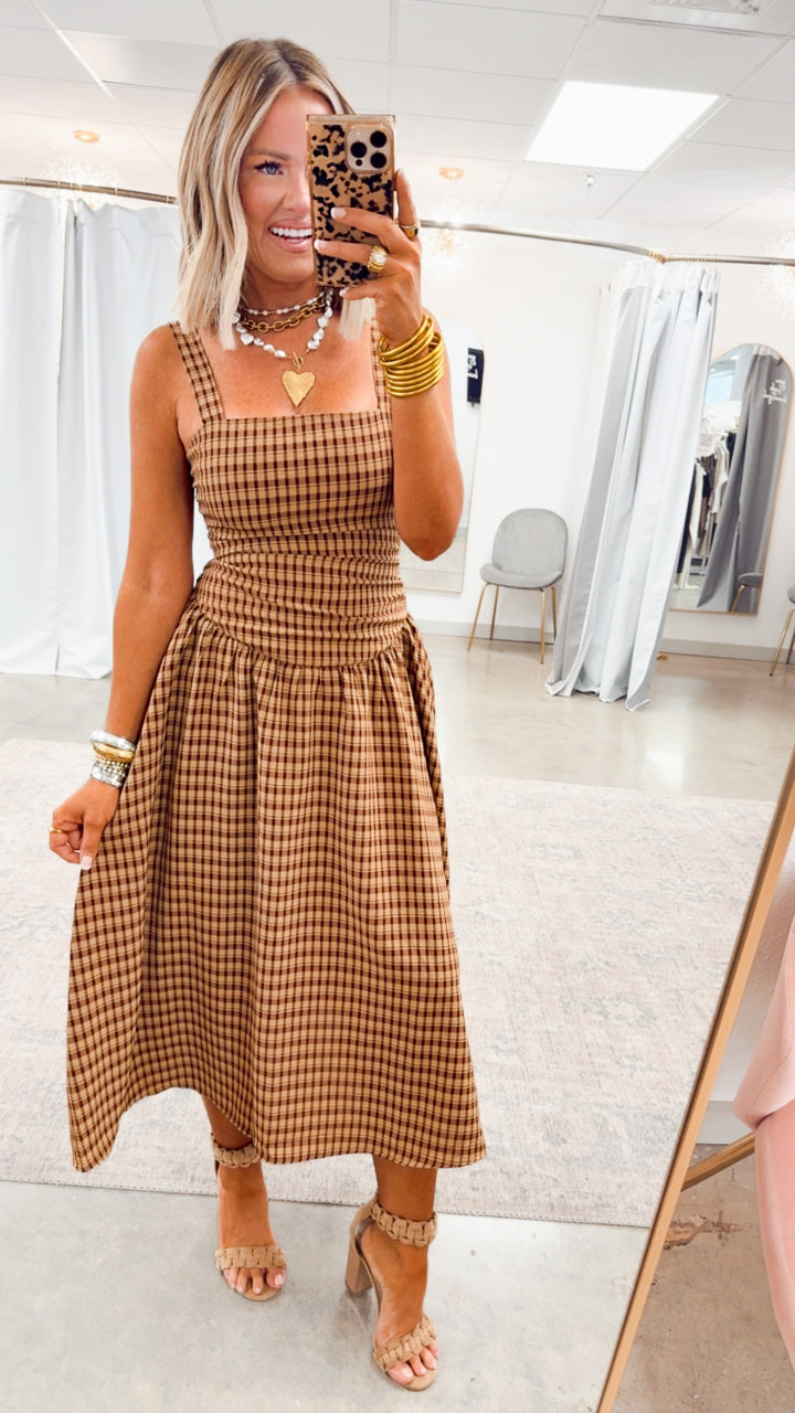 Maisie Plaid Midi Dress