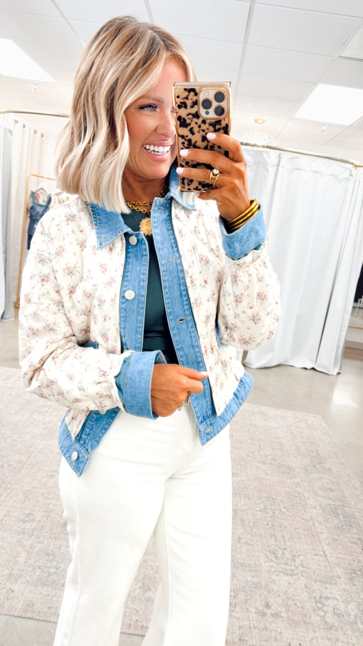 Quilted Floral Print Jacket