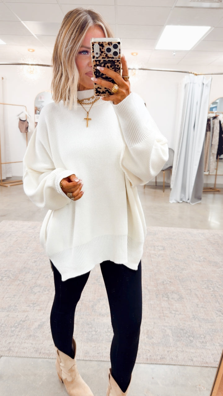 Ivory Chill Mock Neck Sweater