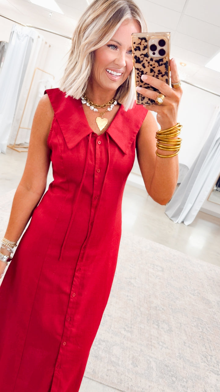 The Claire Midi Dress-Burgundy