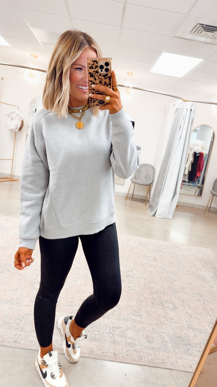 Grey Plush Raglan Sweatshirt