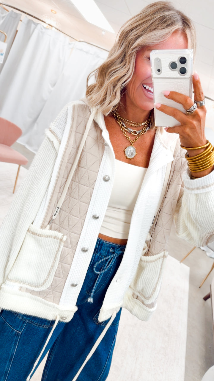The Ashbury Layered Hoodie Jacket-Cream/Beige