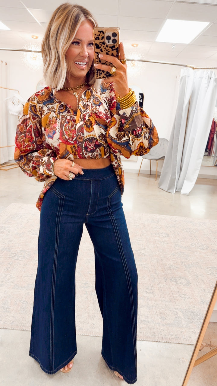 Mirella Printed Blouse-Ruby Amber