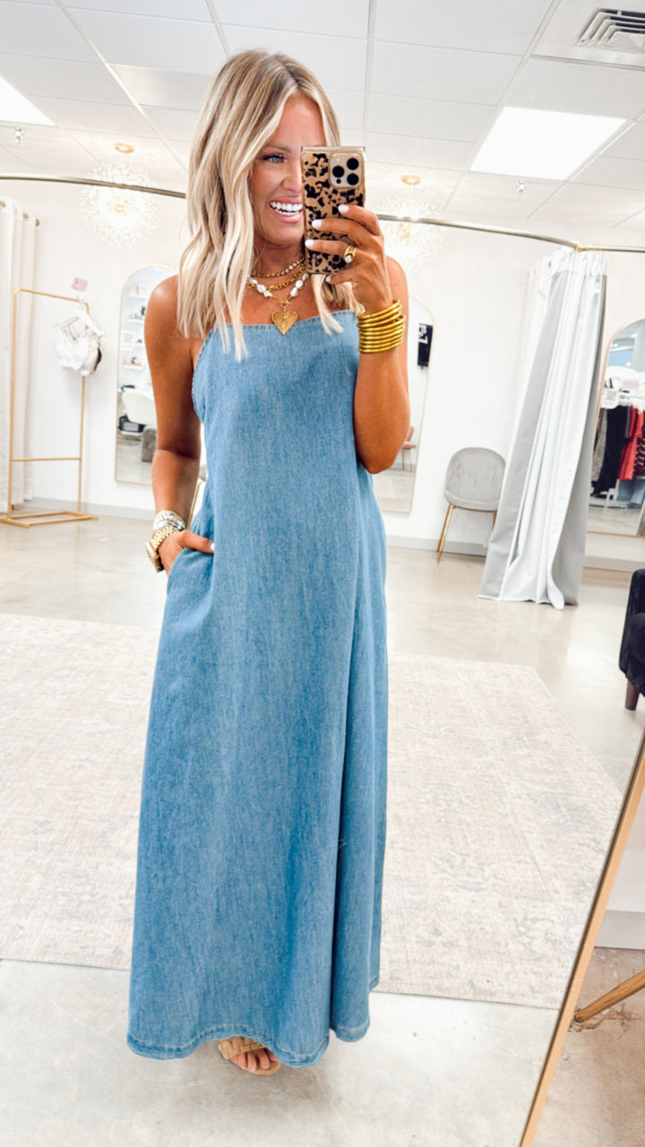 Country Fields Cami Dress-Denim