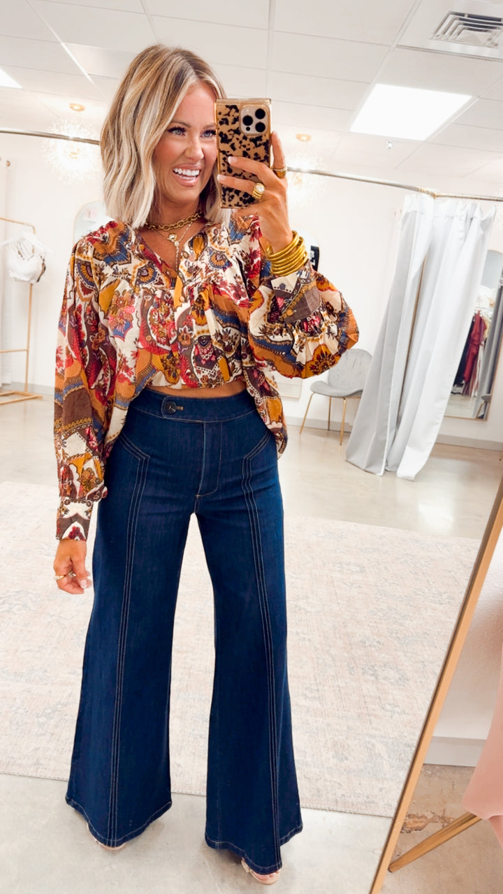 Mirella Printed Blouse-Ruby Amber